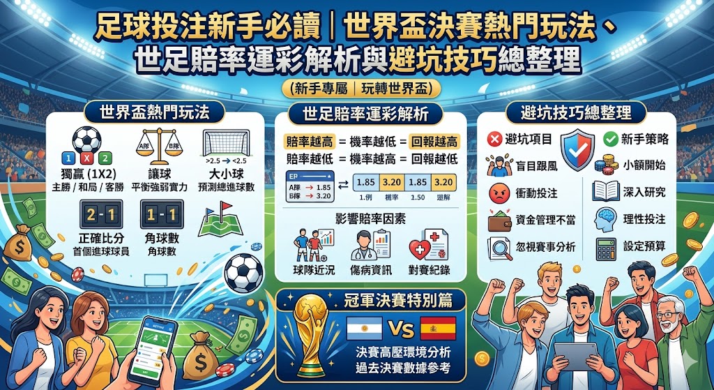 足球投注新手必讀｜世界盃決賽熱門玩法